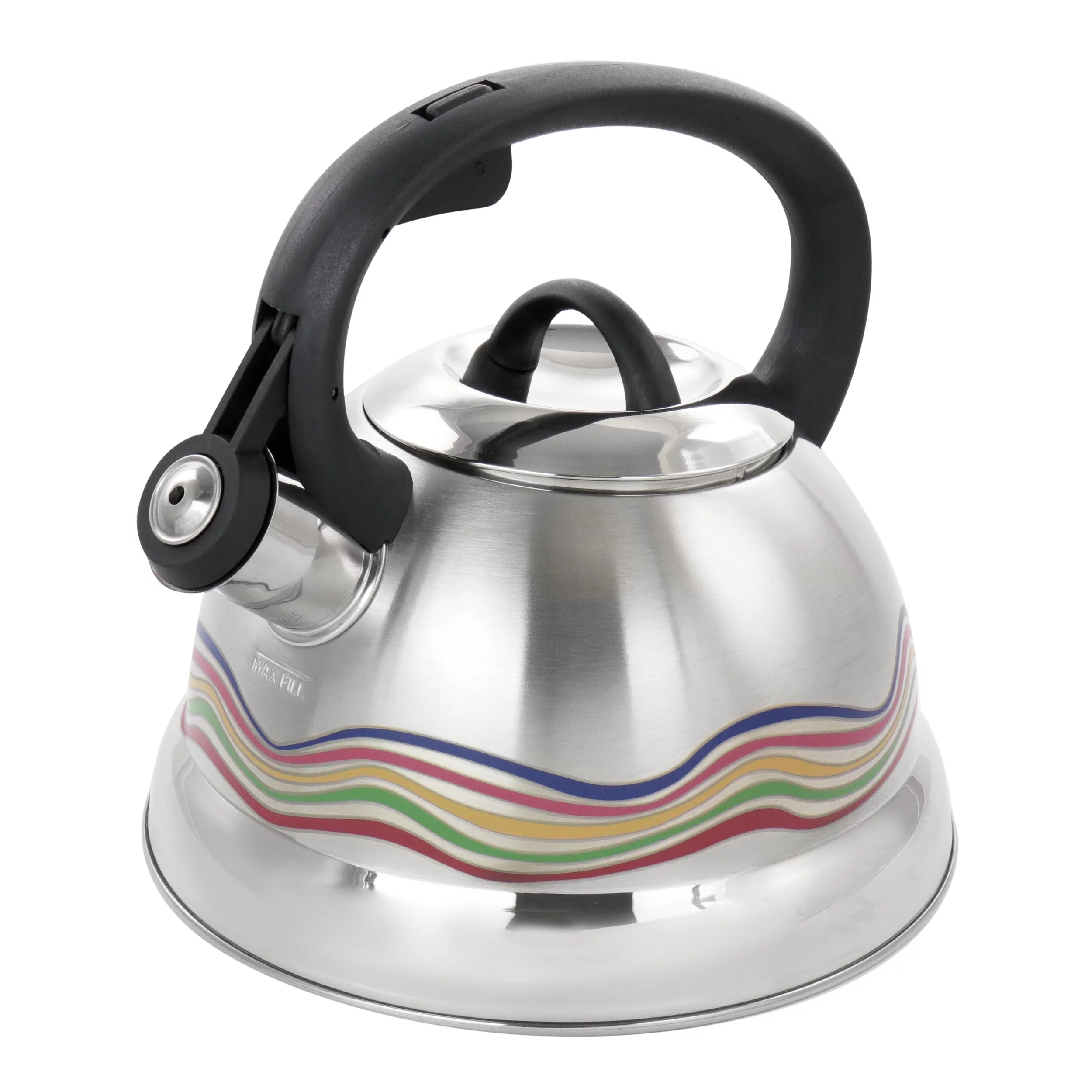 Cagliari 1.75 Quart Stainless Steel Whistling Tea Kettle with Color Changing Exterior