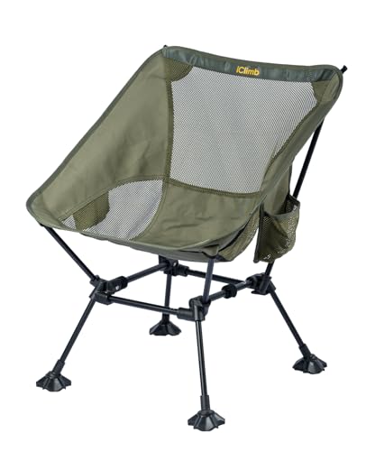iClimb Ultralight Compact Camping Folding Beach Chair with Anti-Sinking Large Feet