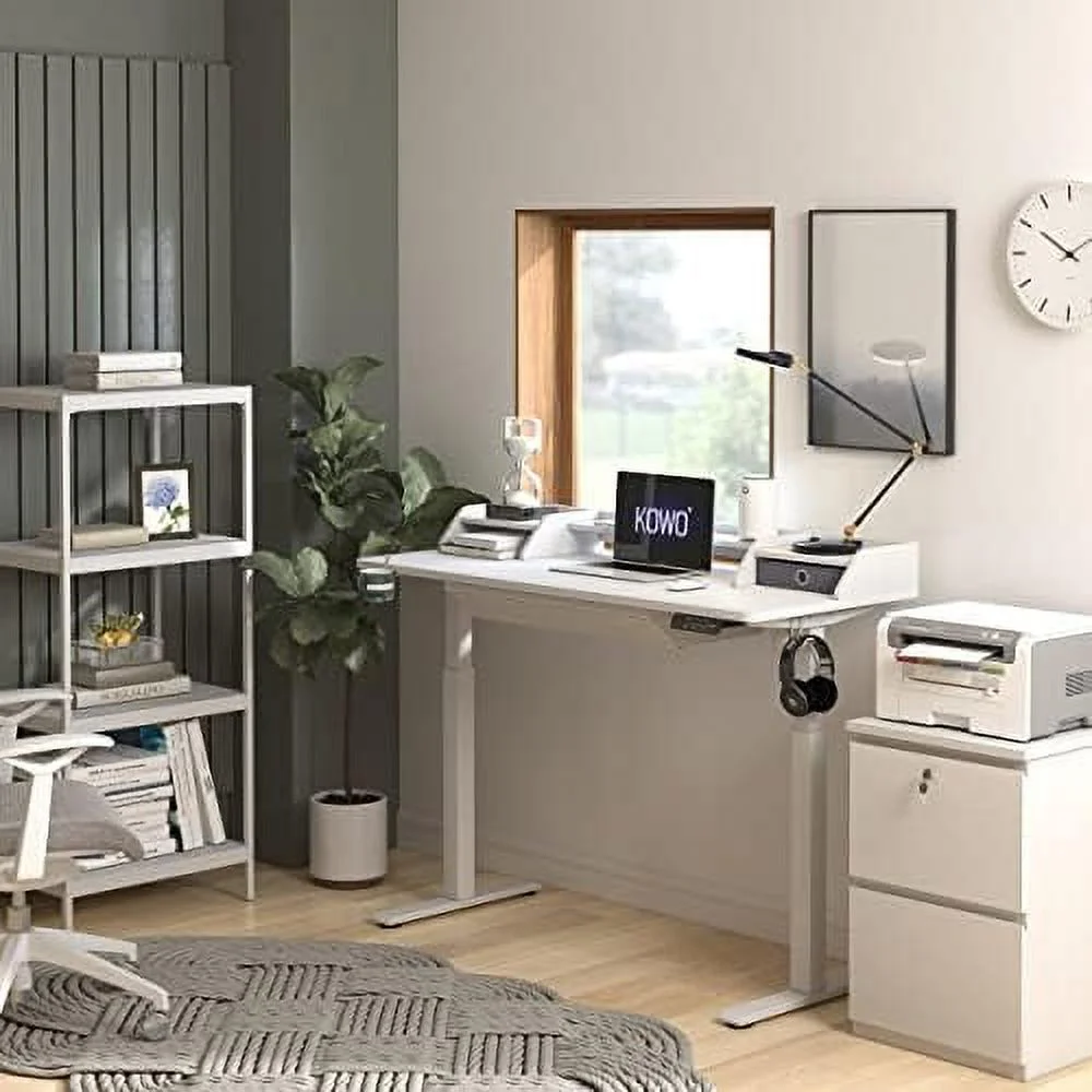 HJNIUNIU Electric Height Adjustable Standing Desk  55" Home Office Wooden Computer Desk Ergonomic Memory Control Workstation Sit Stand Desk  Grey Oak