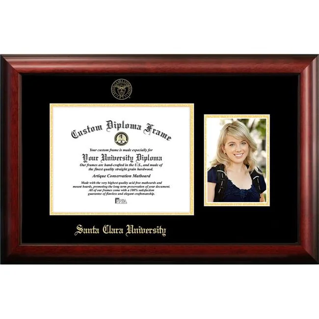Campus Images  8 x 10 in. Santa Clara University Gold Embossed Diploma Satin Mahogany Frame with 5 x 7 in. Portrait