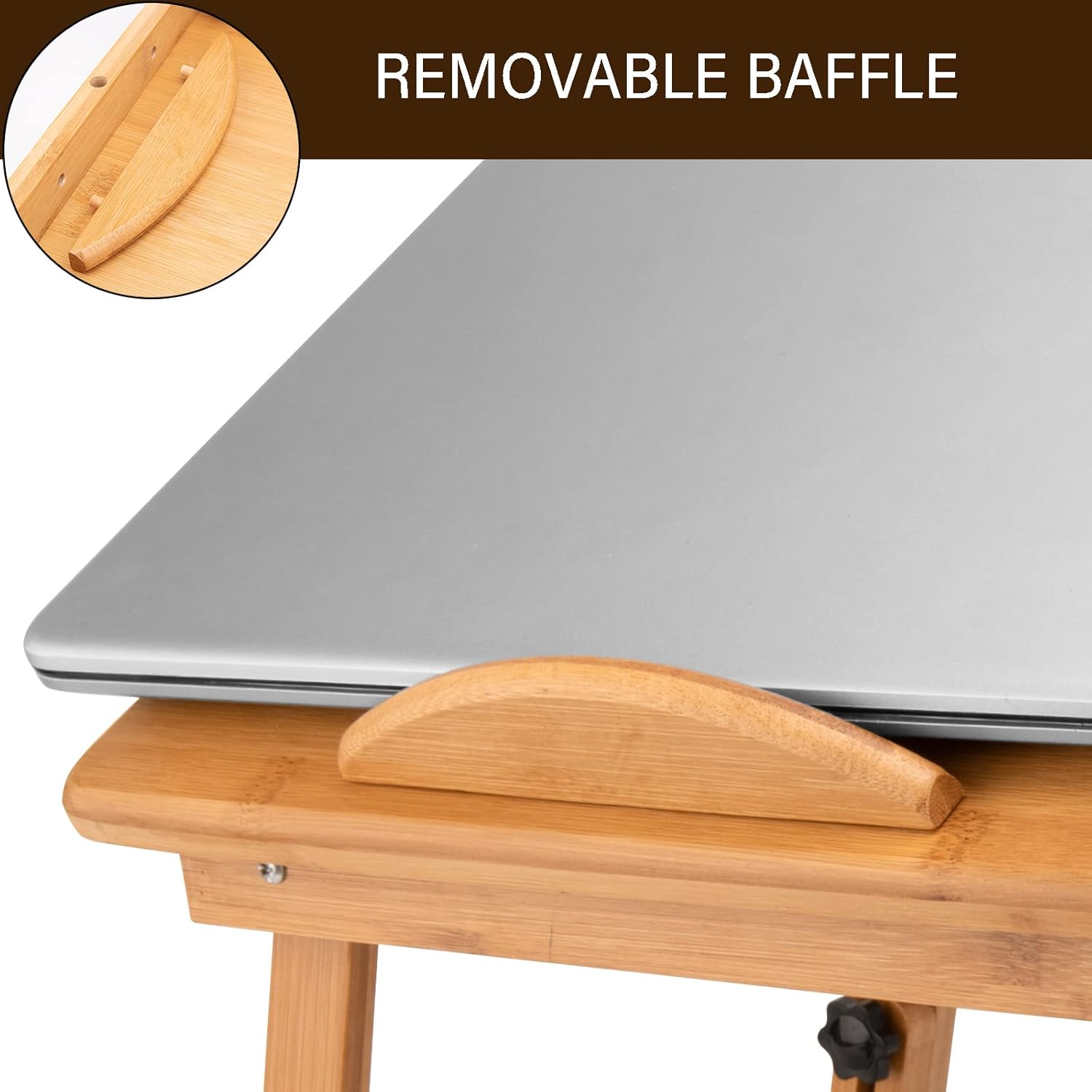 Laptop Desk Table Adjustable Bamboo Foldable Breakfast Serving Bed Tray Stand