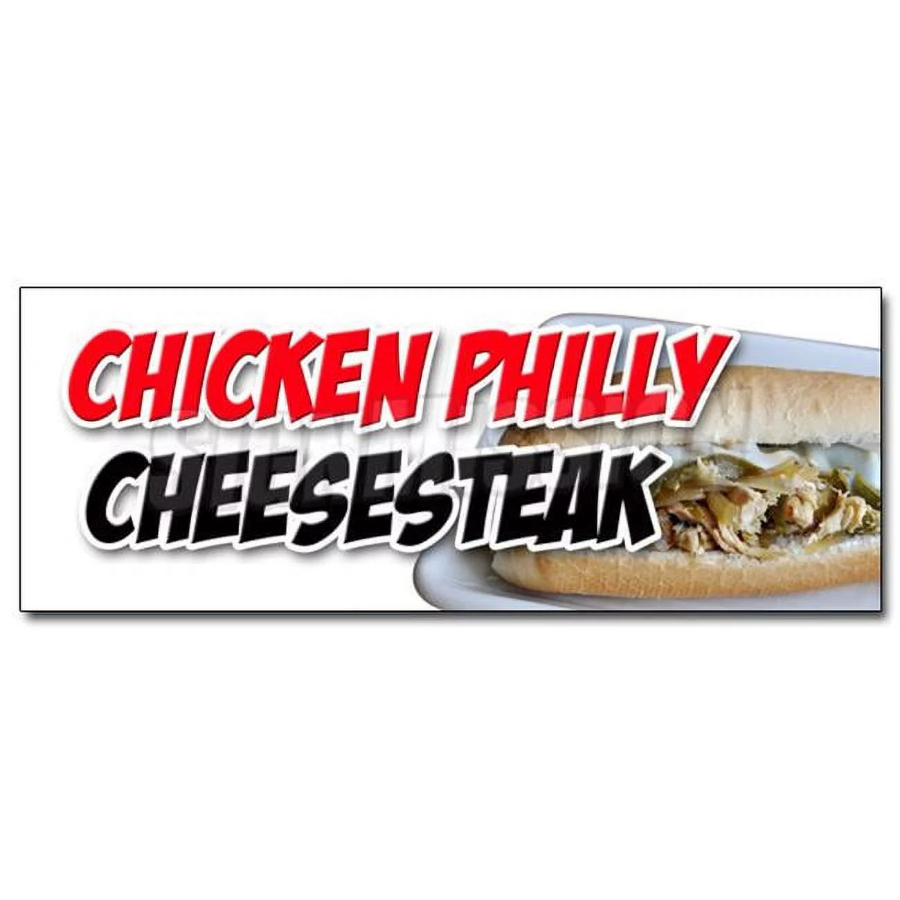 24 in. Chicken Philly Cheesesteak Decal Sticker - Philadelphia Sandwich Steak Hot