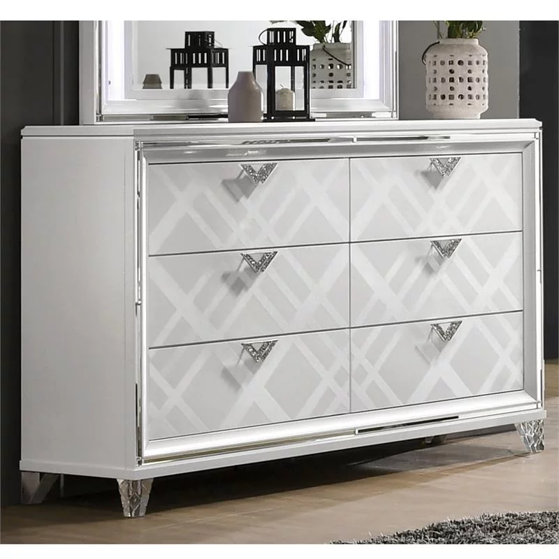 Furniture of America Anaiya Contemporary Solid Wood 6-Drawer Dresser in White