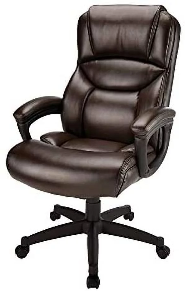 Realspace® Fennington Bonded Leather High-Back Chair, Brown/Black