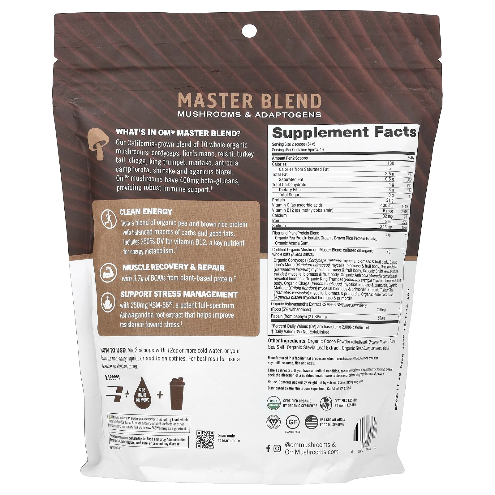 Om - Master Blend Plant-Based Protein Powder Creamy Chocolate - 19.26 oz.