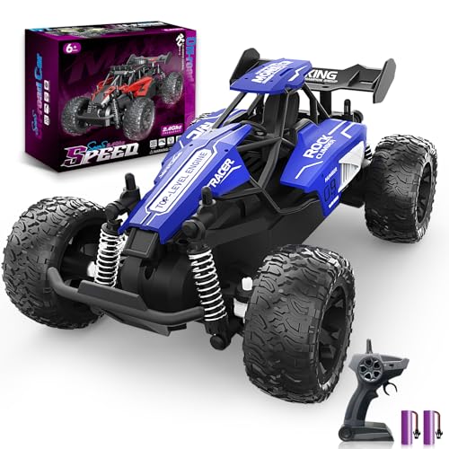 Carox Remote Control Car, 2.4GHz 25KM/H High Speed RC Car, 1:16 Off-Road Monster Truck with LED Lights and 1800mAh Rechargeable Battery – Ideal Gift for Boys 6+