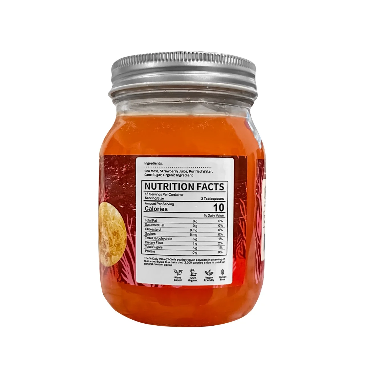 Sea Moss Gel Strawberry Flavored 18 OZ-spectrum of vitamins, minerals & essential amino acids - Henna Cosmetics