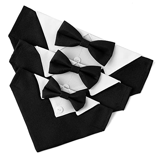 Tuxedo Dog Collar for Wedding Engagement and Birthday, Formal Dog Bandana Collar Costume with Bow Tie and Adjustable Buckle,Suitable for Small Medium Large Dog. (Red, M)