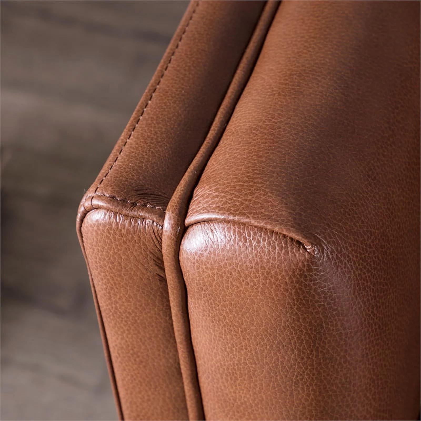 Bowery Hill Mid-Century Leather Sofa in Cobblestone Brown