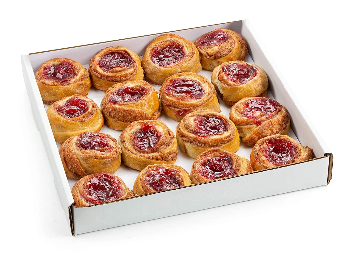 Fruit Danishes | Mini Cinnamon Buns Topped with Apple, Cherry or Blueberry | Delectable Bakery Dessert | Great for Parties & Holidays | 16 Pastries per Tray | 20 oz – Stern’s Bakery (Cherry)