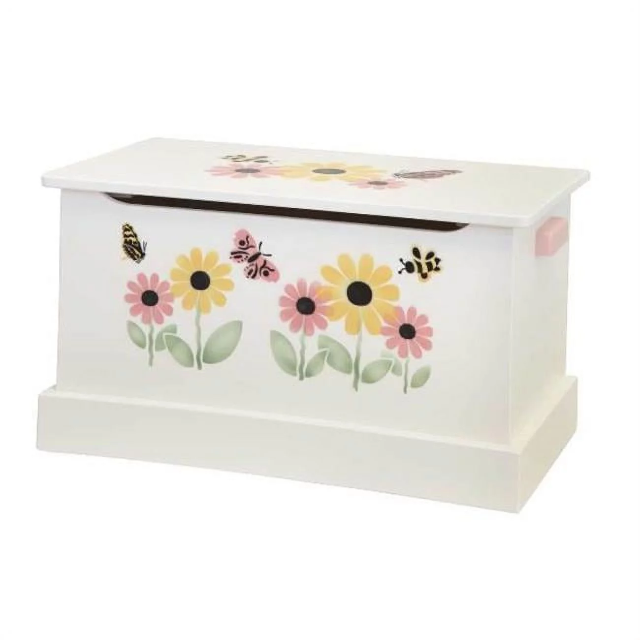 30 in. Wooden Toy Box with Stencil, Small - White