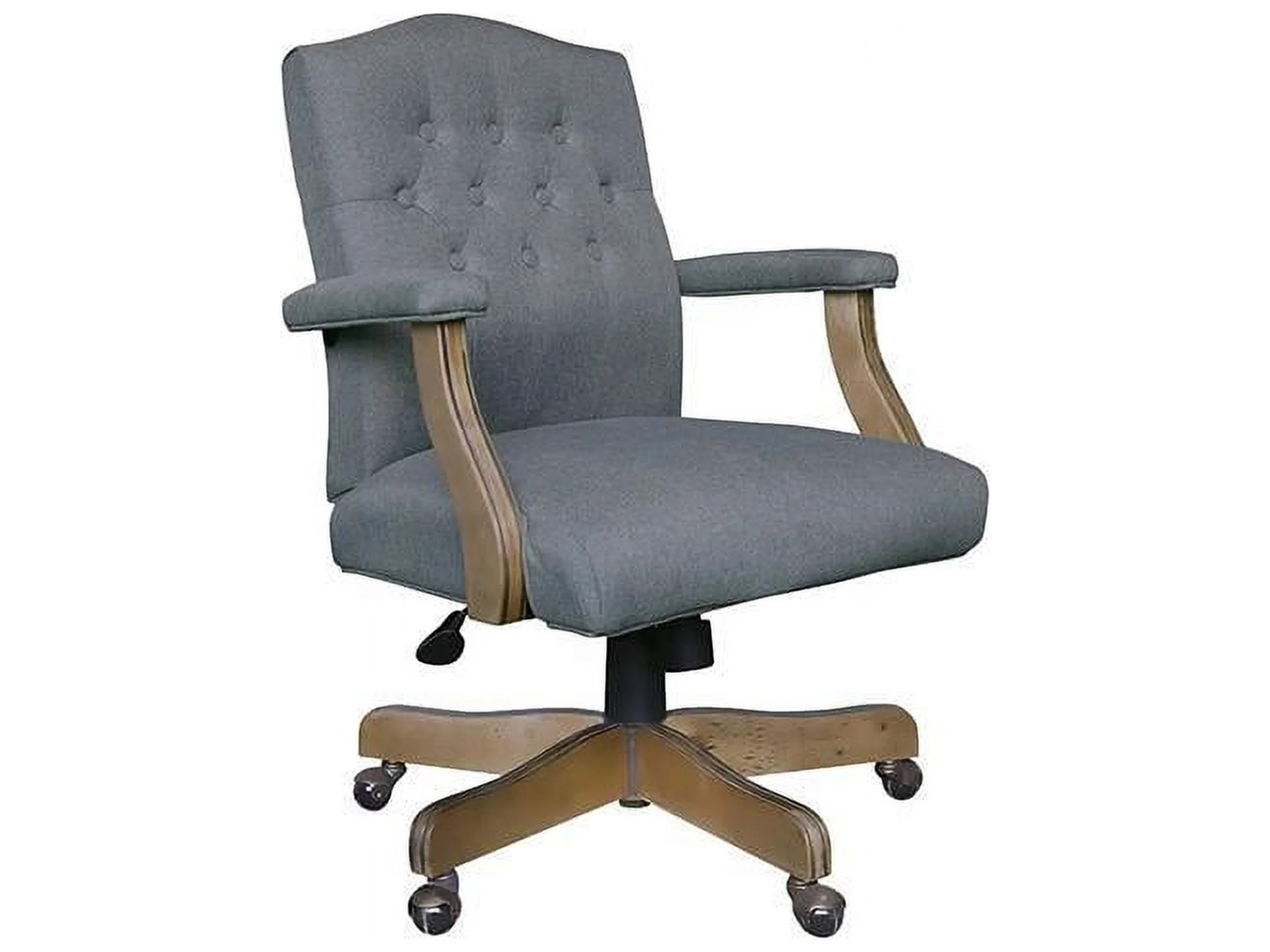 Boss Executive Medium Grey Commercial Grade Linen Chair With Driftwood Finish Frame