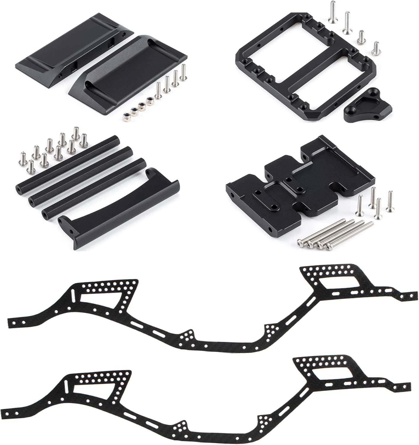 1/10 RC Carbon Fiber LCG Chassis Frame Girder Kit,RC Frame Chassis Set for 1/10 RC Crawler SCX10 II Element Enduro Trail Truck Servo on Axle Mount (Chassis Kit)