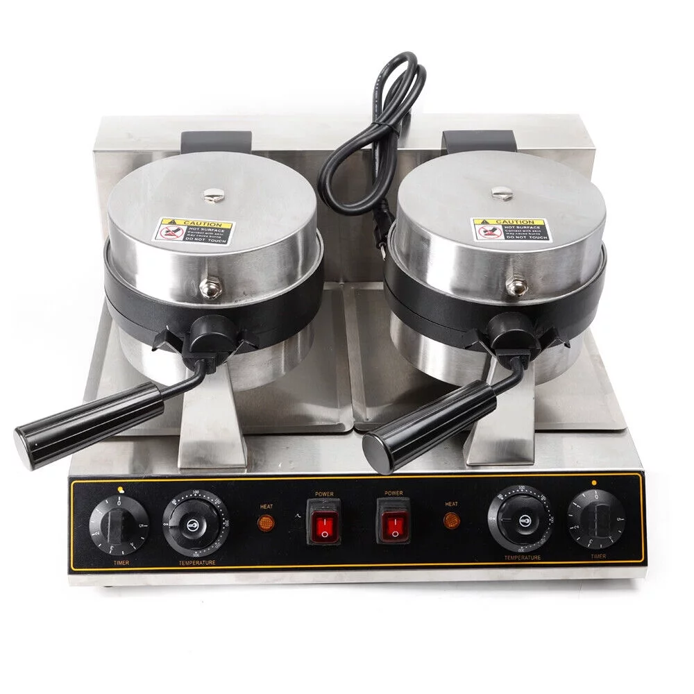 DENEST Dual Rotating Belgian Waffle Maker Commercial Non-Stick 7