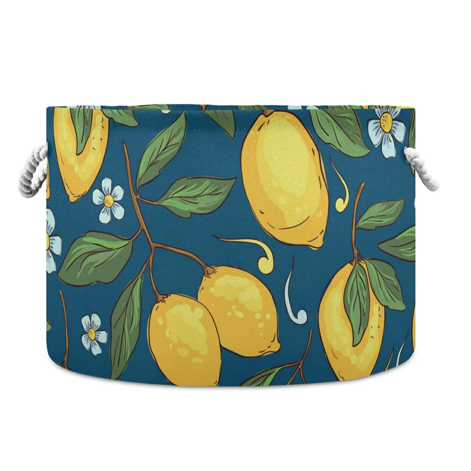 Wellsay Tropical Pattern with Yellow Lemons Storage Basket Gift Baskets Large Collapsible Laundry Hamper with Handle, 20x20x14 in