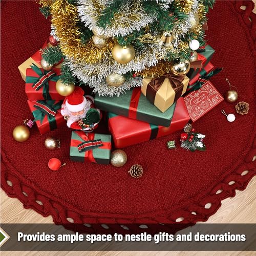 Mr. Pen- Christmas Tree Skirt 48 inches, Knitted Christmas Skirt Tree, Xmas Tree Skirt