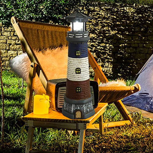 GANAZONO Solar Lights Nautical Lighthouse Art Decor Solar Powered Garden Lighthouse Statue Lamp for Outdoor Patio Yard Lawn