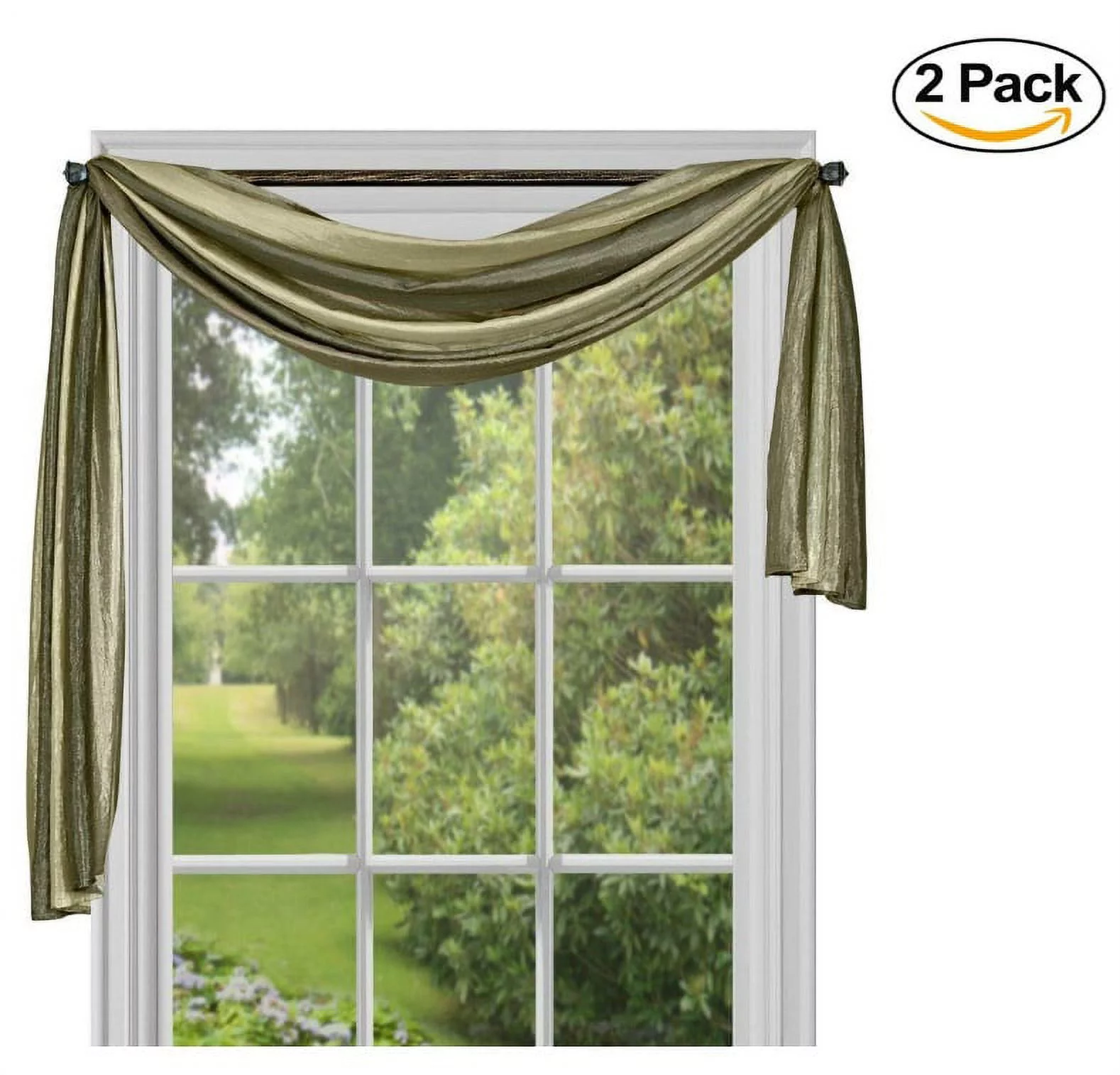 Achim Home Furnishings Ombre h Scarf, 50-Inch by 144-Inch, Sage (Set of 2)