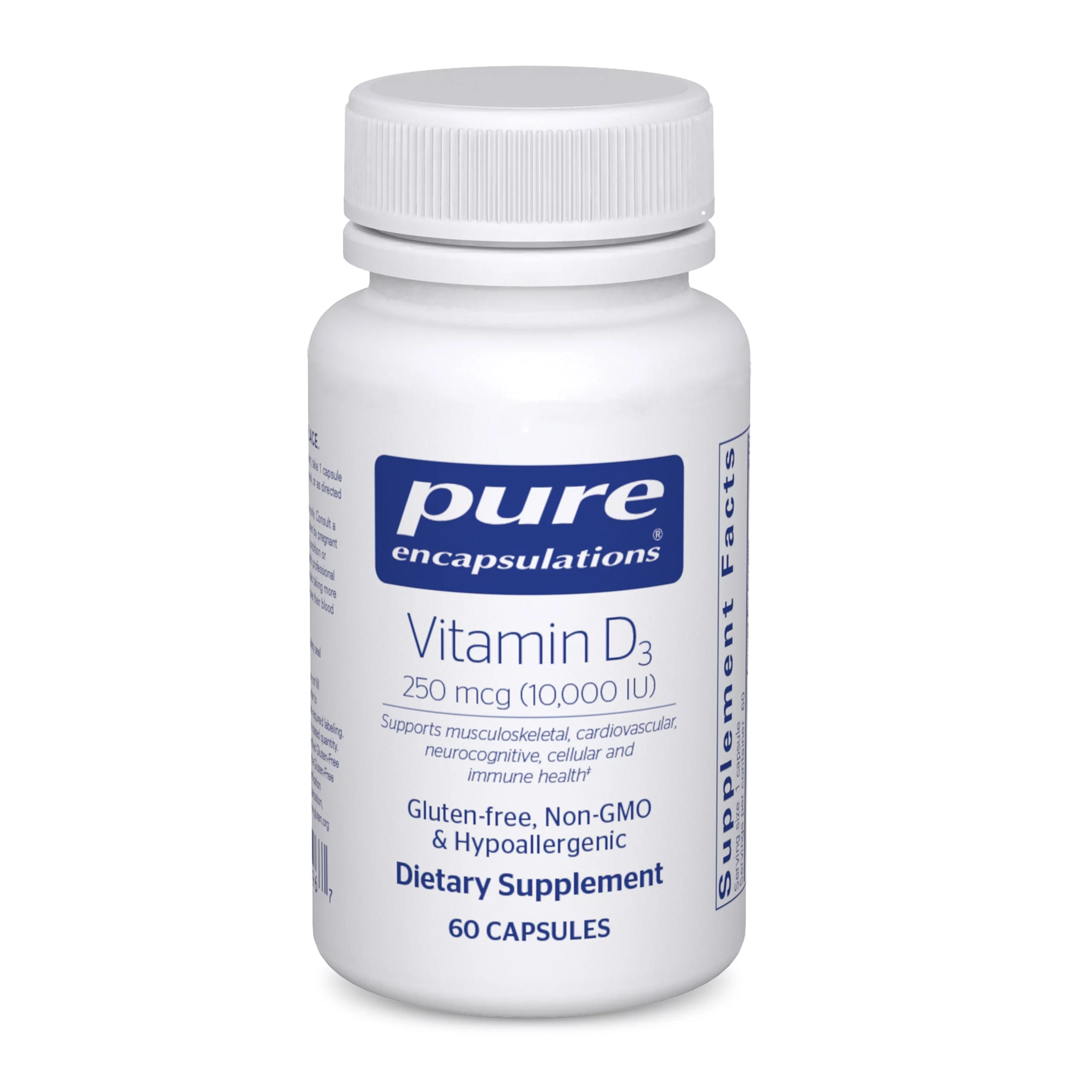 Pure Encapsulations Vitamin D3 250 mcg (10,000 IU) | Supplement to Support Bone, Joint, Breast, Prostate, Heart, Colon and Immune Health* | 60 Capsules