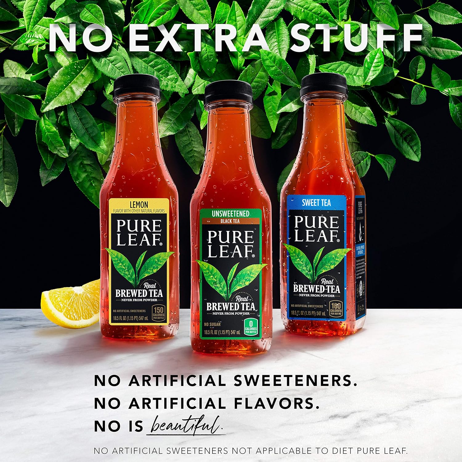 Pure Leaf Iced Tea Unsweetened Black Tea with Lemon, Unsweetened, 18.5 Fl Oz (Pack of 12)