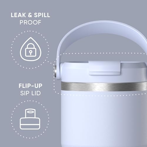 Hydrapeak Nomad 24 oz Tumbler with Handle and Straw Lid, Leakproof, Double Insulated, 24oz Cup Stainless Steel (Blush)