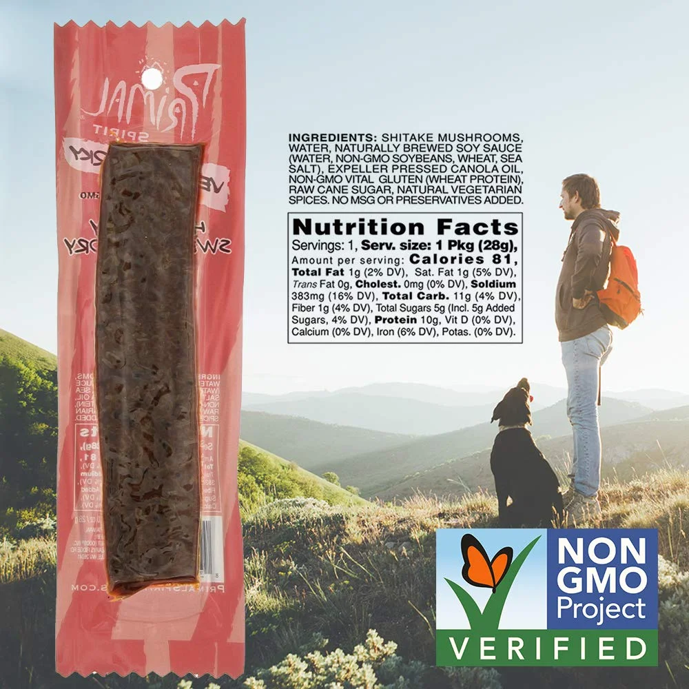 Primal Hot & Spicy Shiitake Mushrooms Vegan Meatless Jerky Strips, 1 OZ (Pack of 24)