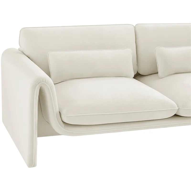 Meridian Furniture Sloan Cream Velvet Fabric Loveseat