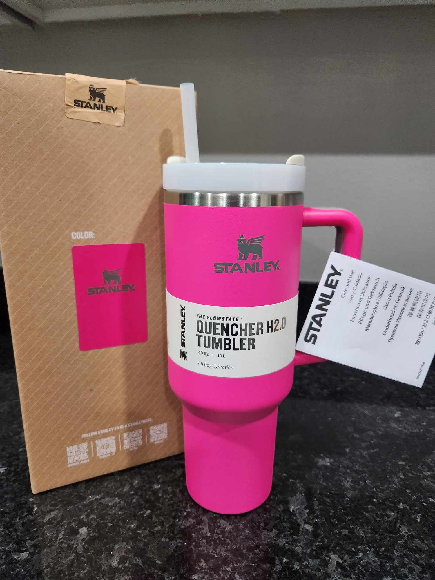 Stanley Cup 40oz with handle Stainless Steel Vacuum Insulated Tumbler Stanley Dupes Copo Termico Stanley ( HOT PINK Limited Edition )