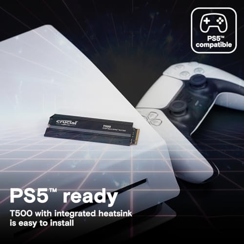 Crucial T500 1TB Gen4 NVMe M.2 Internal Gaming SSD, Up to 7300MB/s, Laptop & Desktop Compatible + 1mo Adobe CC All Apps - CT1000T500SSD8