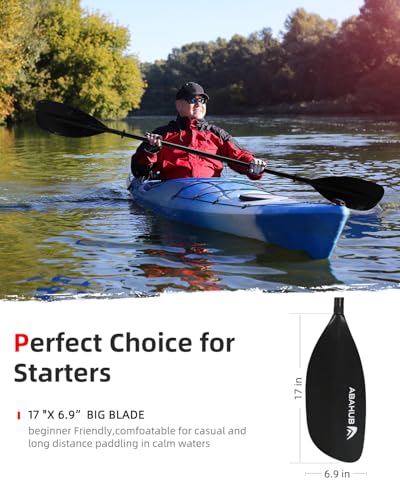 Abahub Adjustable Kayak Paddle 210-230 cm/ 230-250 cm Floating Kayaking Oars Boating Oars Canoeing Oars Black