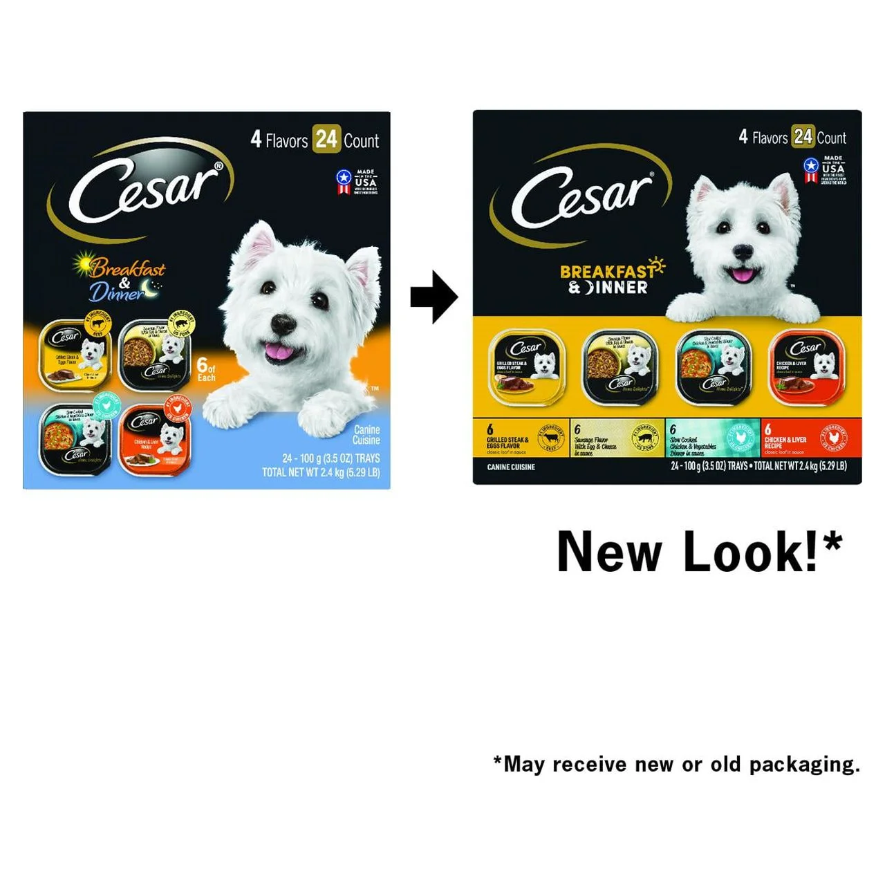 CESAR HOME DELIGHTS Breakfast & Dinner Variety Pack, (24 Pack) 3.5 oz.Trays