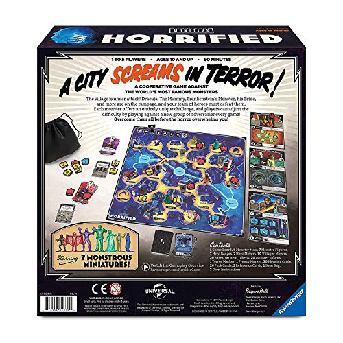 Ravensburger Horrified Games - Universal Monsters - Strategy Board Game - Boost Critical Thinking & Teamwork - Cooperative Gameplay - Unique Monster Challenges - 1 to 5 Players - Adults & Kids 10+