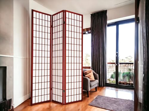 4 Panels Room Divider Privacy Screen Shoji Divider 6ft High Japanese Style Privacy Room Divider (Cherry, 4 Panels)