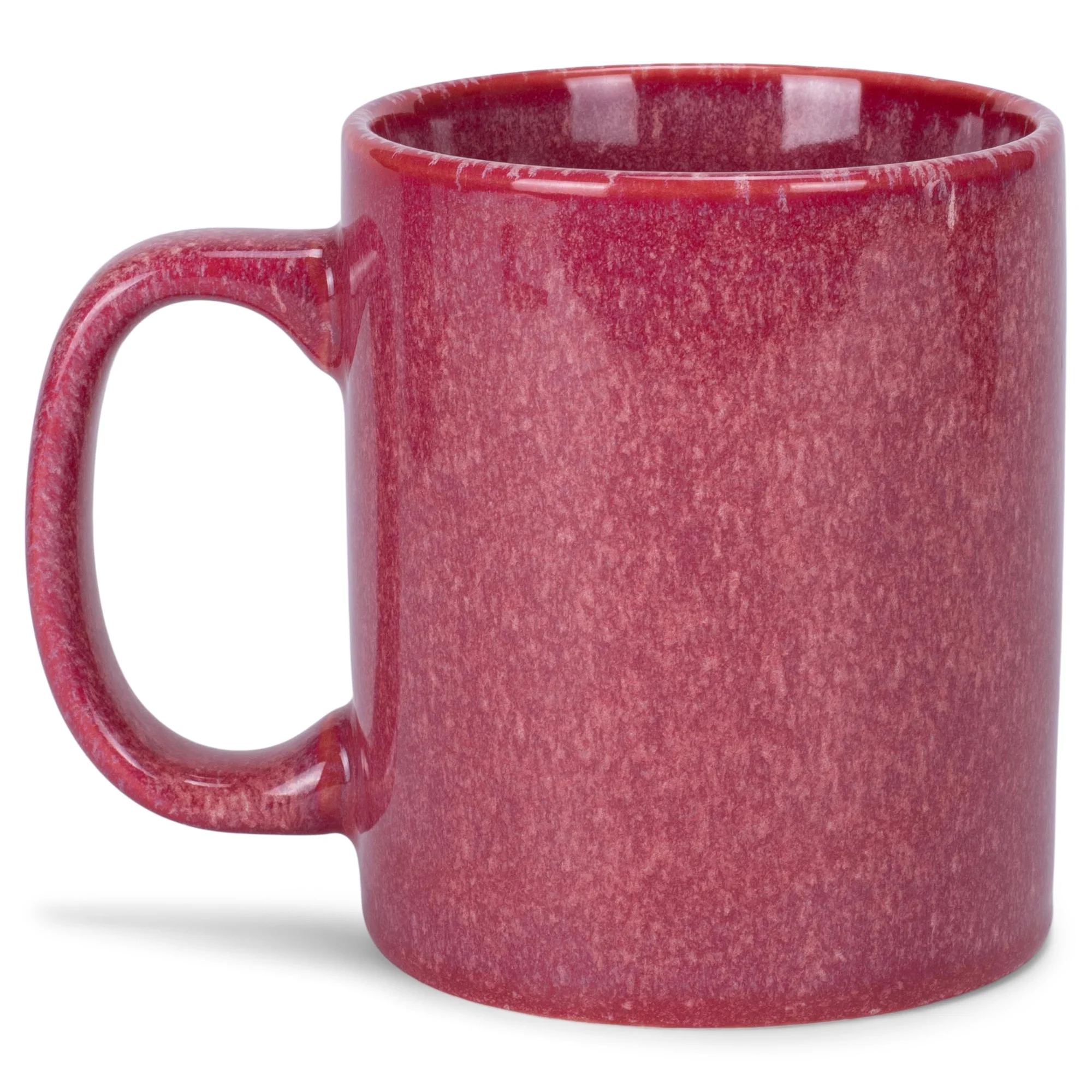 Elanze Designs Reactive 17 ounce Ceramic Straight Body Mugs Set of 4, Maraschino Red