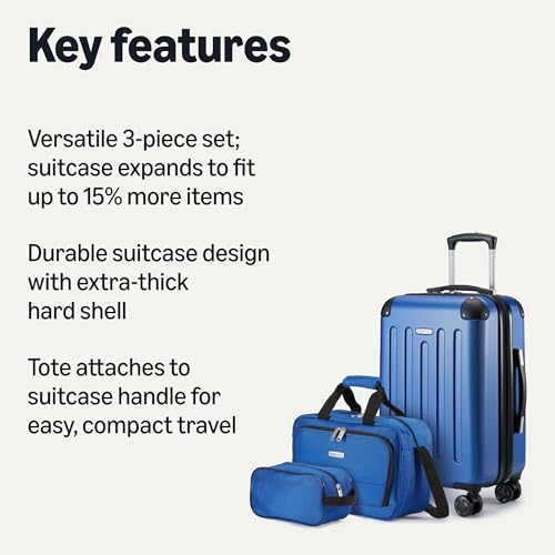 Amazon Basics 3-Piece Luggage Set, Including Carry-On Luggage (22