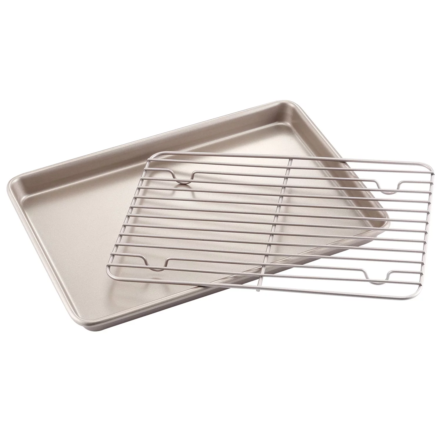 CHEFMADE Roasting Pan with Rack, 13-Inch Non-Stick Rectangular Shallow Dish Sheet Pan with Wire Rack for Oven Baking, BBQ, Jelly Roll and Roasting 9