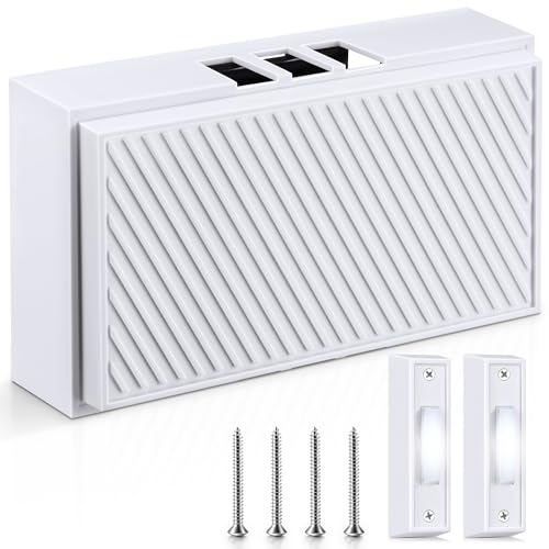 Saillong Wired Doorbell Chime Kit, 2 16V 10VA Lighted Doorbell Push Buttons with 2 Notes for Front, Rear Door and Doorbell Chime Box for Home Wall Inside, Compatible with Most Doorbells (Strip Style)