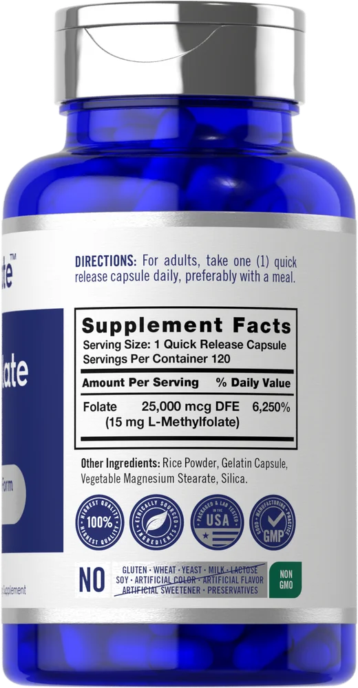 L Methylfolate 15mg | 120 Capsules | Methyl Folate 5-MTHF | by Opti-Folate