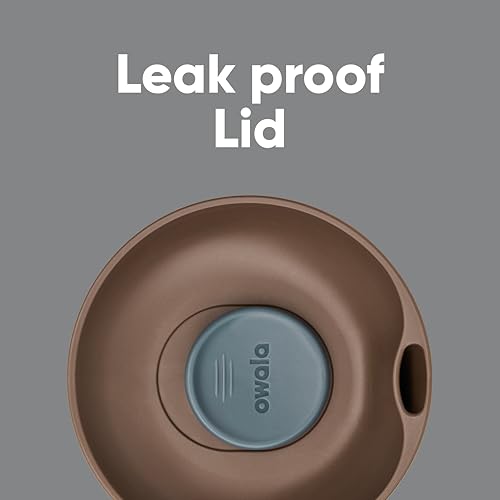 Owala SmoothSip Slider Insulated Stainless Steel Coffee Tumbler, Reusable Iced Coffee Cup, Hot Coffee Travel Mug, BPA Free 12 oz, Grey/Brown (Cozy Cocoa)