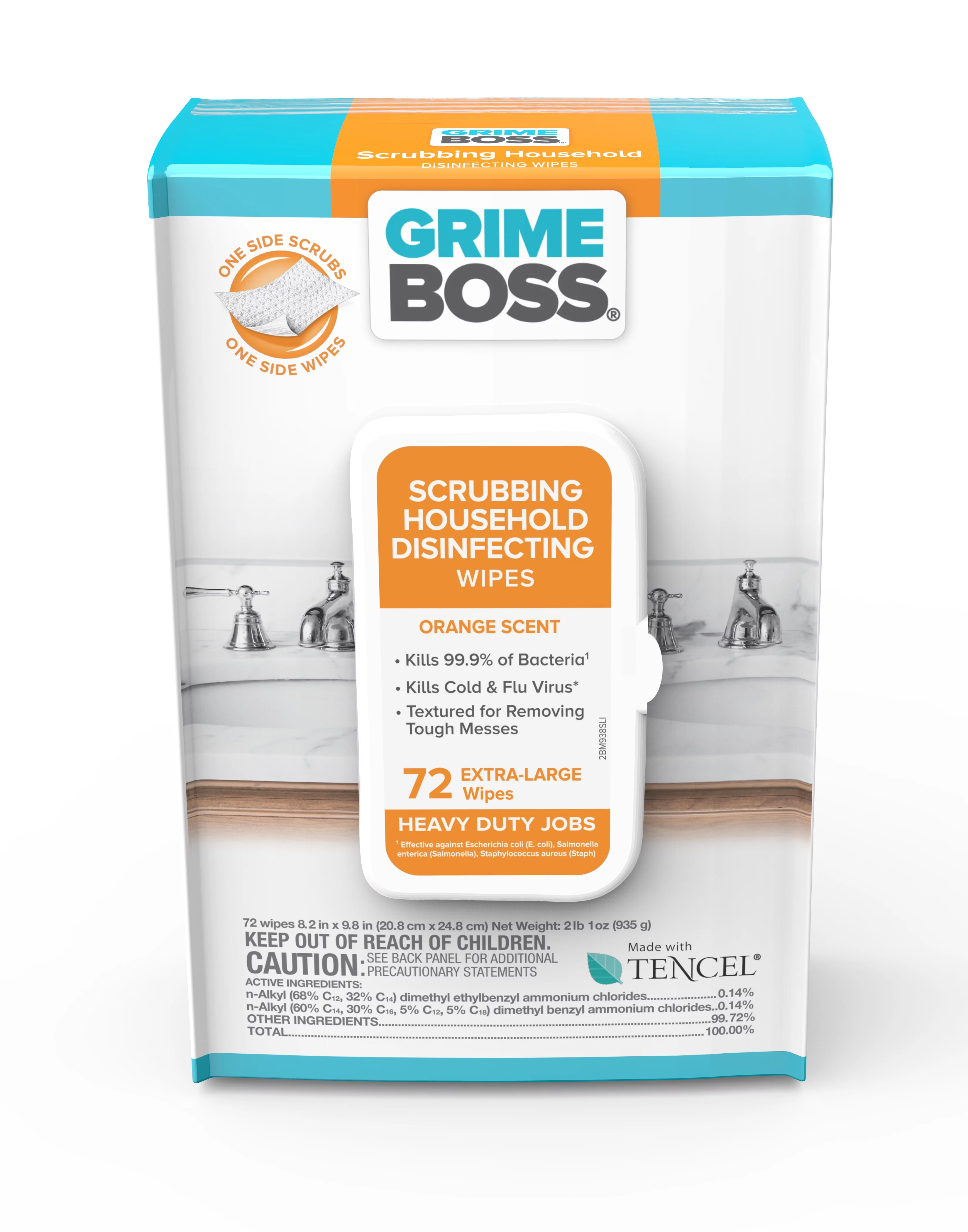 Grime Boss Fiber Blend Scrubbing Household Disinfecting Wipes 8 in. W X 9.5 in. L 72 pk