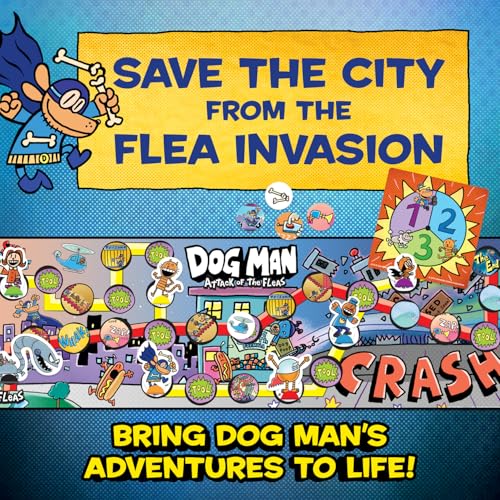 University Games, Dog Man Attack of The FLEAS Cooperative Board Game Based On The Popular Dog Man Book Series by DAV Pilkey for 2 to 6 Players Ages 6 and Up