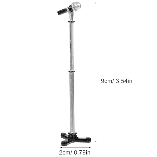 LUOZZY 6Pcs Miniature Microphone Model Dollhouse Mini Musical Instrument Lifelike Fake Microphone Model with Stand for 1:12 Dollhouse Accessories Display - Black & Red