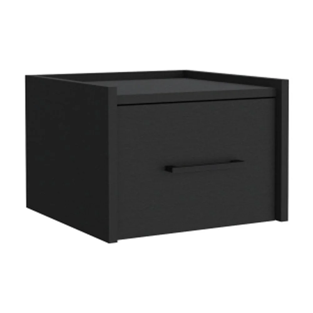 Floating Nightstand, Space-Saving Design with Handy Drawer and Surface, Black