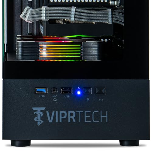 ViprTech Reaper 3.0 Liquid-Cooled PC - AMD Ryzen 7 7700 (5.3Ghz Turbo), RTX 4070 Super 12GB, 32GB DDR5 6400, 2TB NVMe SSD, 800W Gold, VR-Ready, WiFi BT, Win 11, Gaming Desktop Computer Black