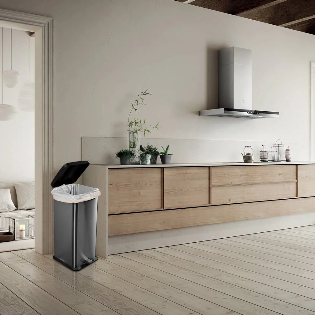 Trash Bags, Meidong Garbage Bag 13 Gallon Large Kitchen Drawstring Strong Bag, 5 Rolls/115 Pcs, White