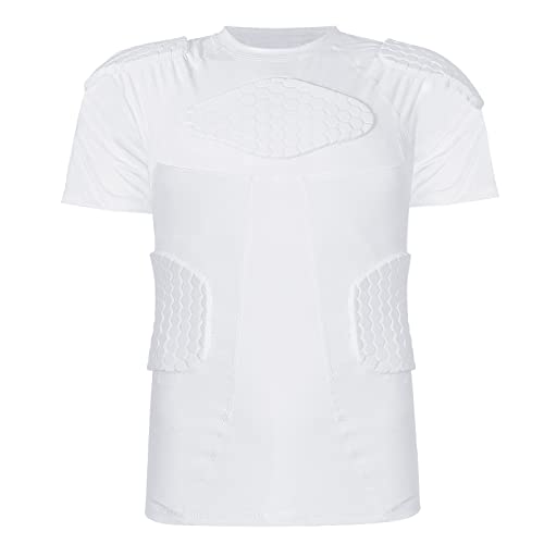 TOUYR Men's Padded Compression Shirt and Pants Training Vest Sleeveless T-Shirt and Short Set Ribs Back Thighs and Buttocks Elbow Knee Protector - Football Soccer Basketball Hockey Protective Gear
