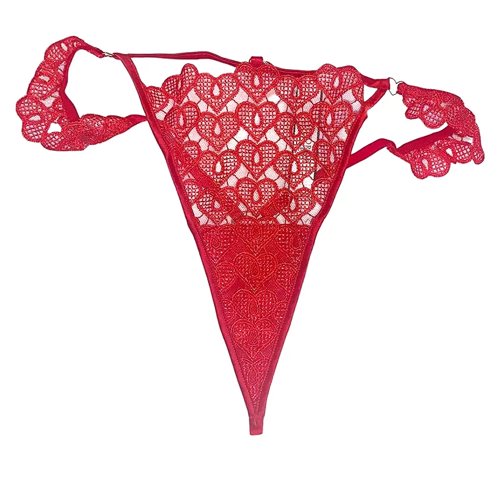 Victoria's Secret Dream Angels Sweetheart Lace V-String Panty Red Size X-Large NWT
