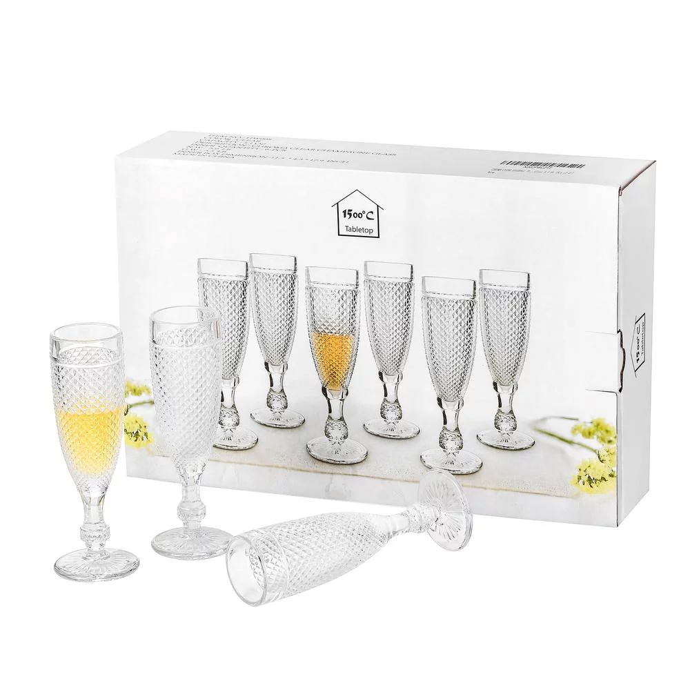 Chroma Clear Champagne Flutes Glass (5.1 oz. set of 6)