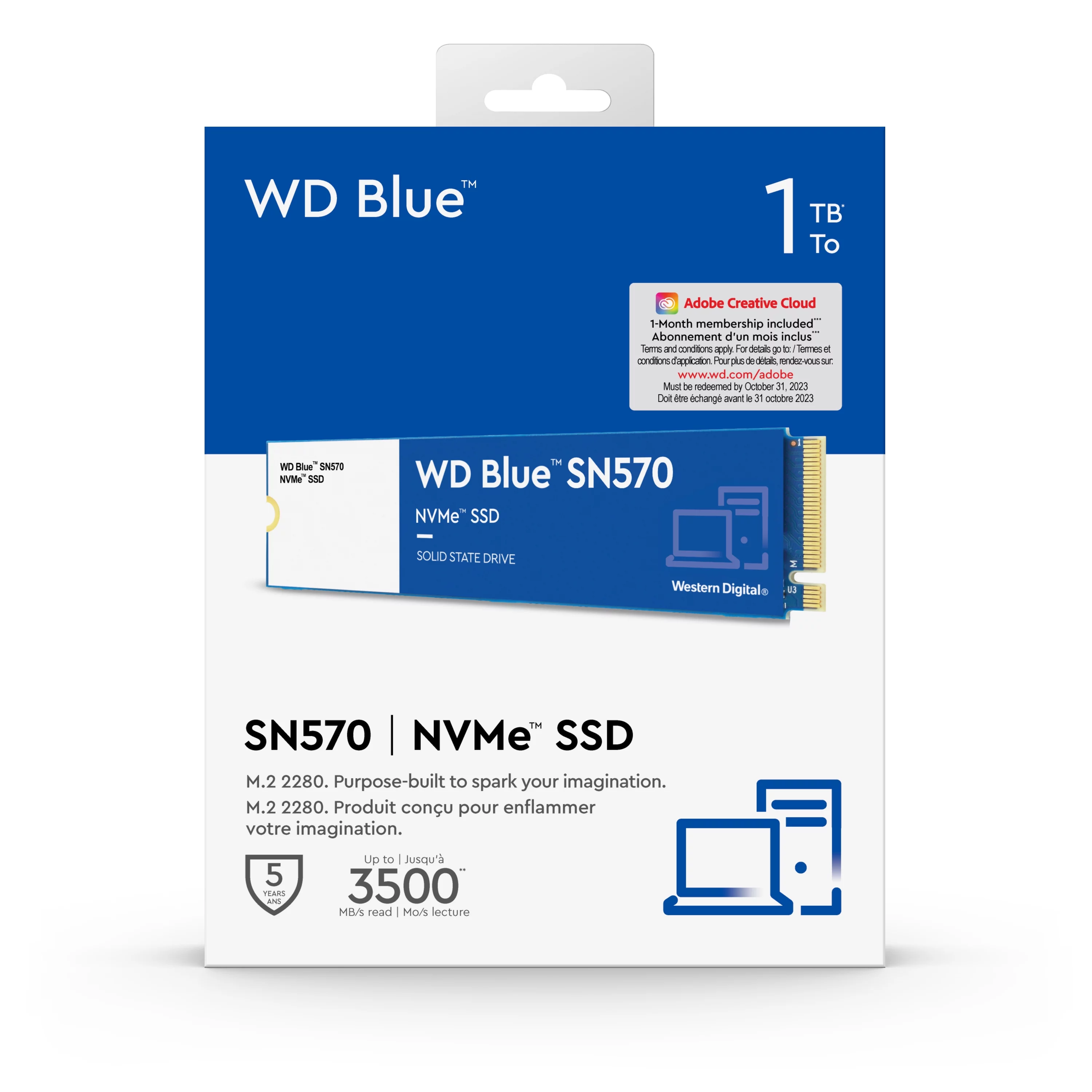 WD Blue 1TB SN570 NVMe SSD - WDBB9E0010BNC-WRWN