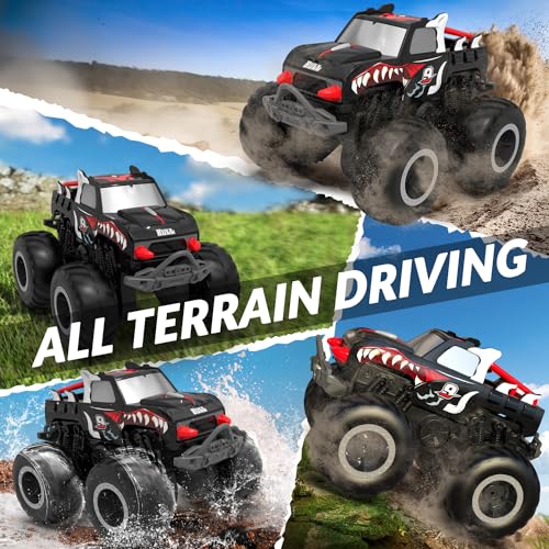 STEMTRON Amphibious Remote Control Car Toys for Boys 2.4GHz 1:16 All Terrain Off-Road RC Car Waterproof RC Monster Truck Kids Pool Toys Remote Control Boat Gifts for Kids Boys